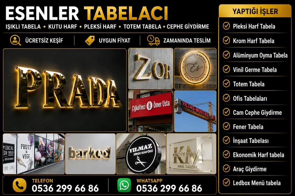 Esenler Ledbox Menü Tabela, kutu harf tabela ve reklam tabela hizmetleri